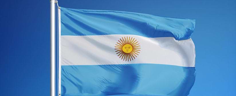 Argentine flag flying in the wind