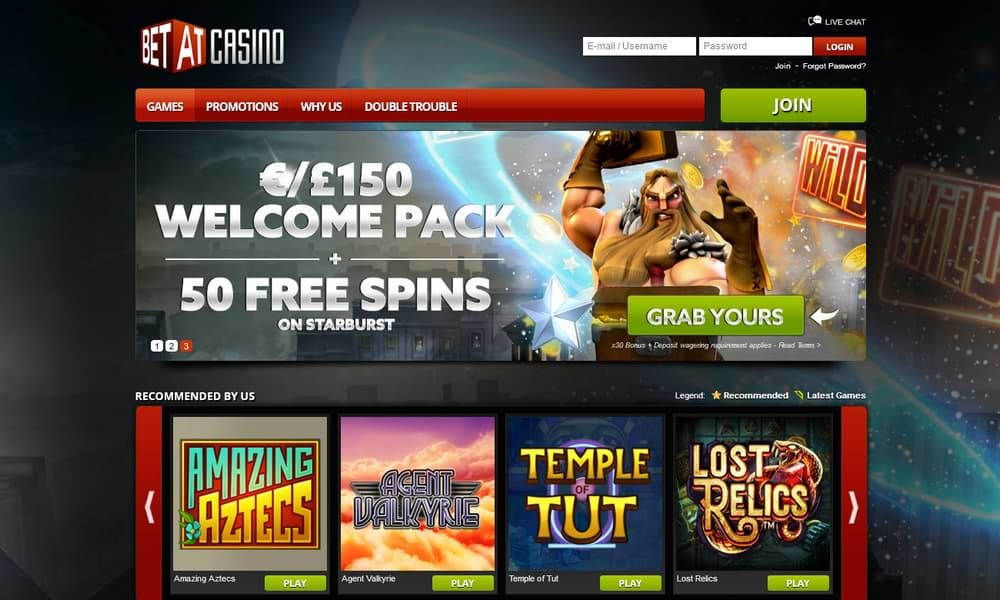 Betat Casino desktop Home Page