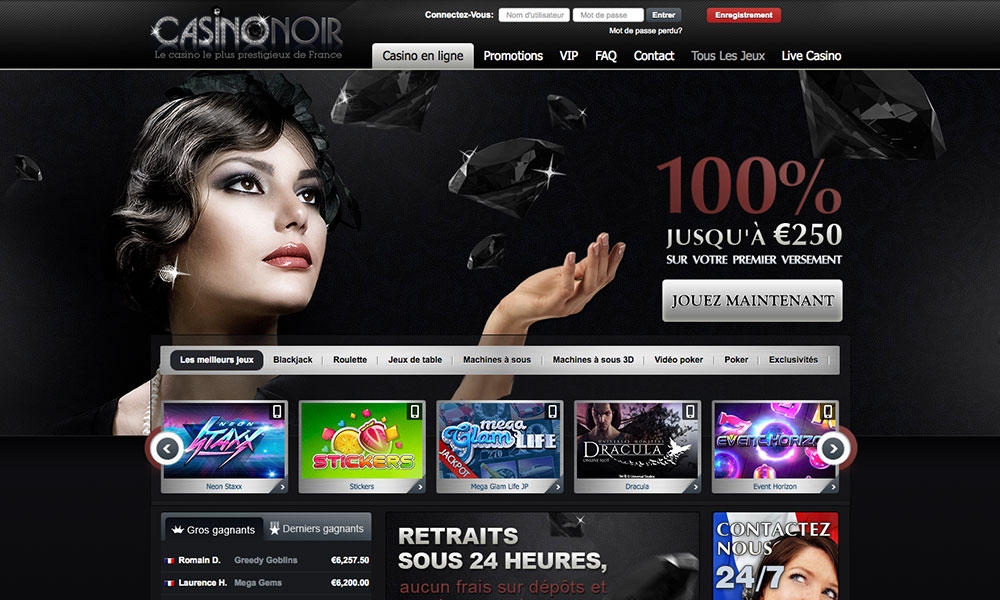 CasinoNoir desktop Home Page