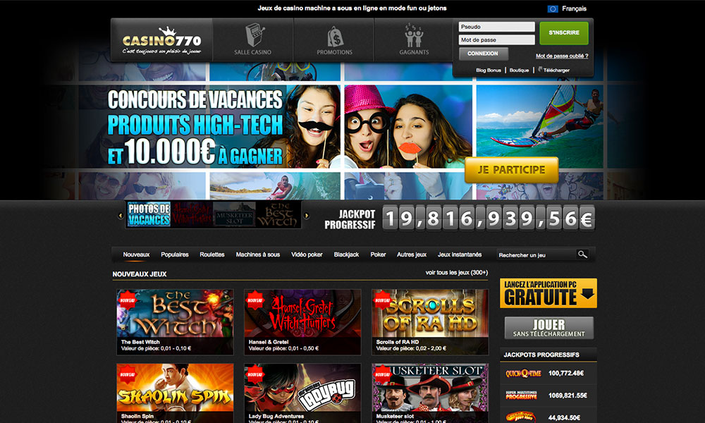 Casino770 desktop Home Page