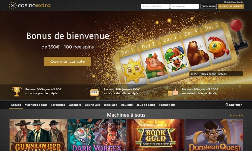 CasinoExtra desktop Home Page