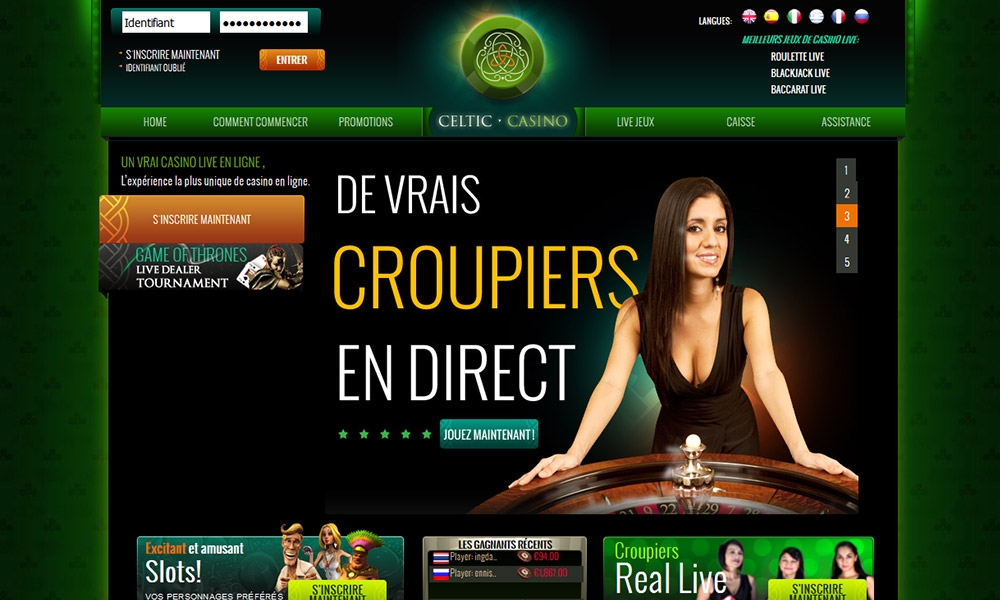 Celtic Casino desktop Home Page