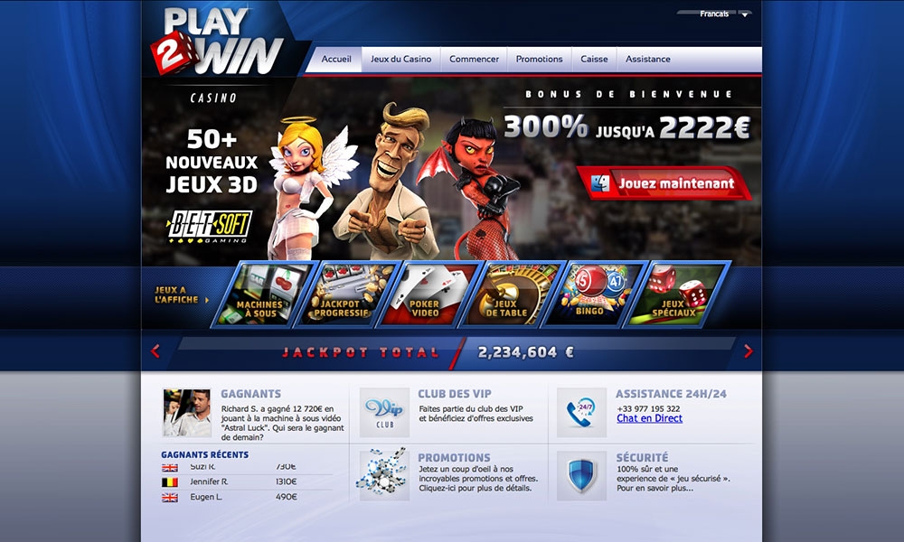 Play2Win desktop Home Page