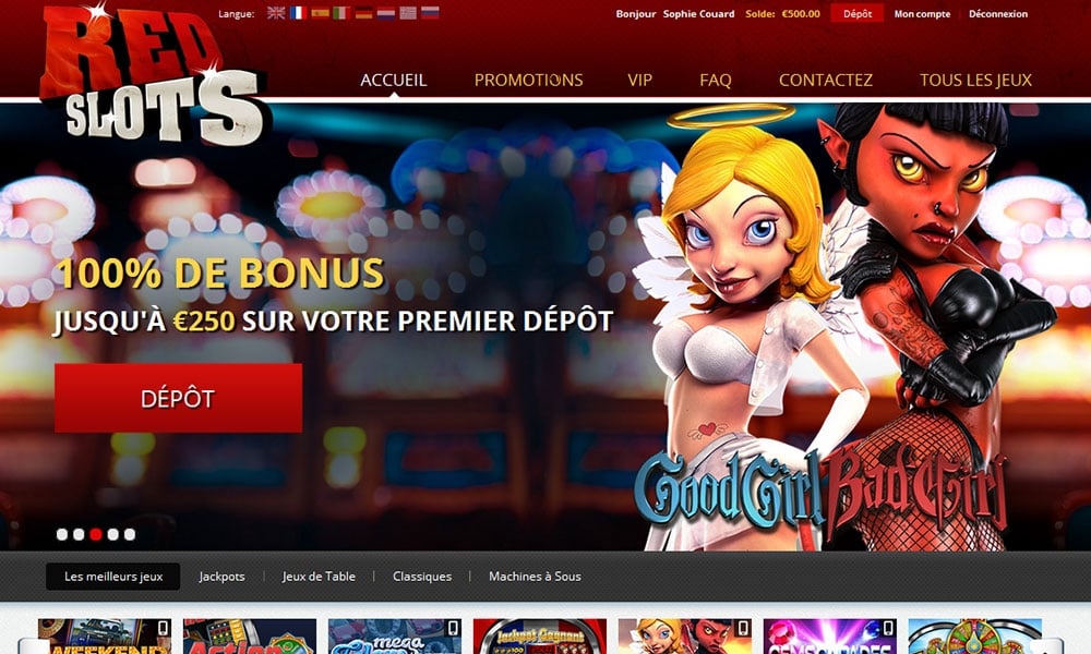 RedSlots desktop Home Page