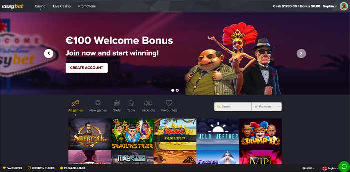 EasyBet Online Casino Homepage