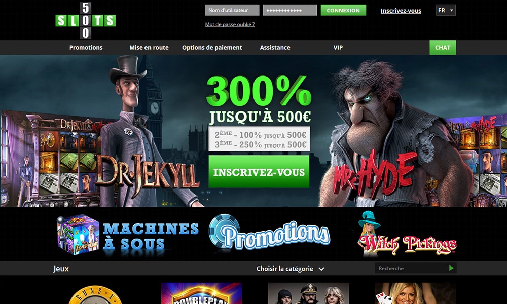 Slots500 desktop Home Page