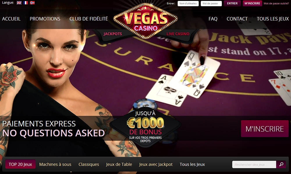 Vegas Casino desktop Home Page