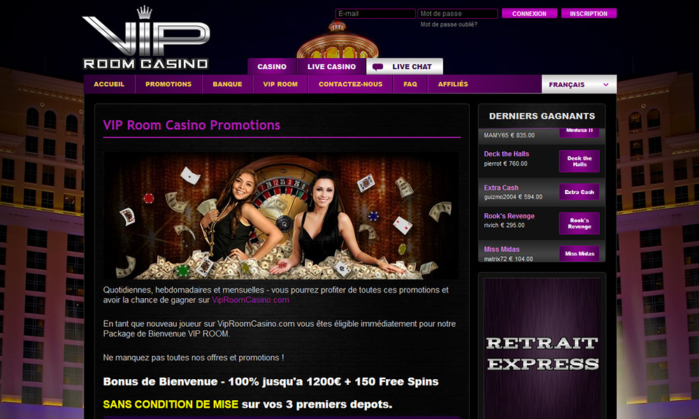 VIP Room Casino Bonus listing