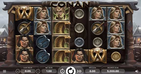 Screenshot of the Conan slot machine on computer