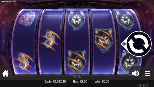 Screenshot of the Spinsane slot machine on computer