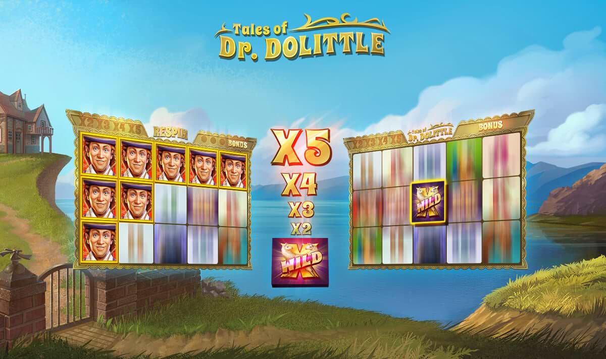 Screenshot of the Tales of Dr. Dolittle slot machine on computer