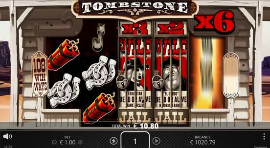 Screenshot of the Tombstone slot machine on computer