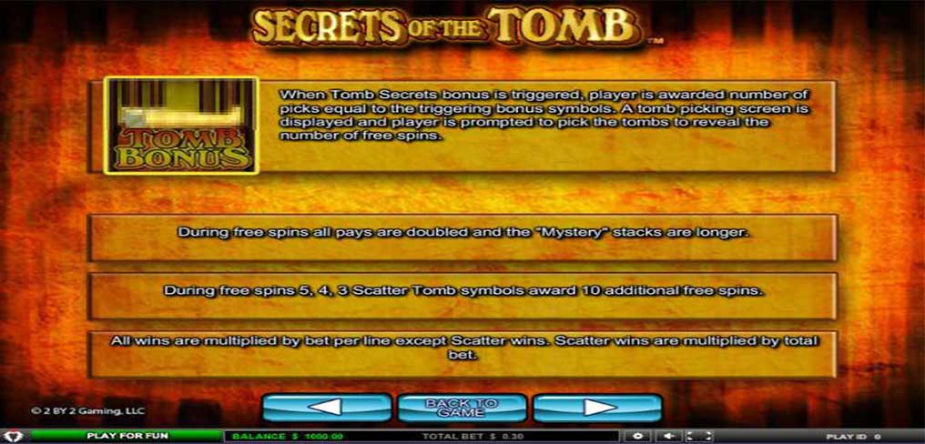 Secrets of the Tomb Bonus