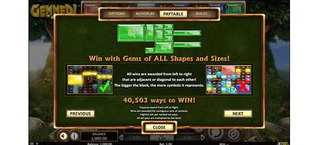 40,503 ways to win on the Gemmed! slot machine