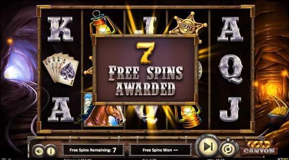 Gold Canyon slot machine free spins