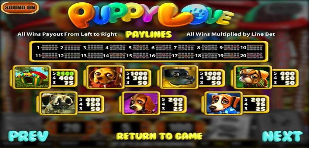 Puppy Love Paylines