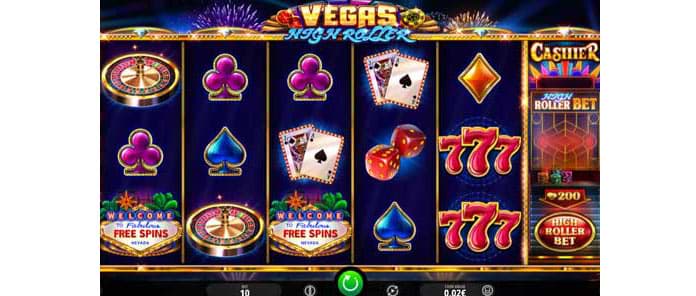 Screenshot of the Vegas High Roller slot machine