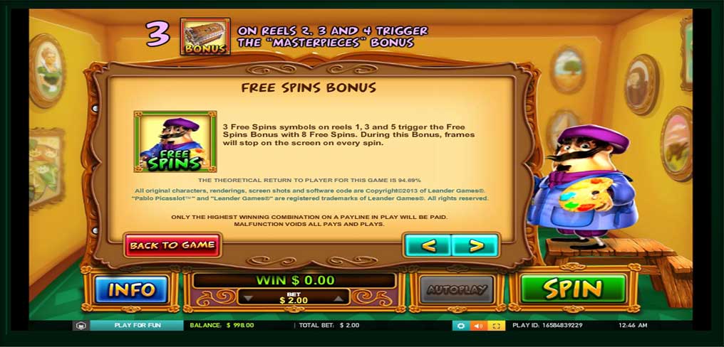 Pablo Picasslot Free Spins