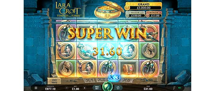 Big wins on the Lara Croft Temples and Tombs slot machine