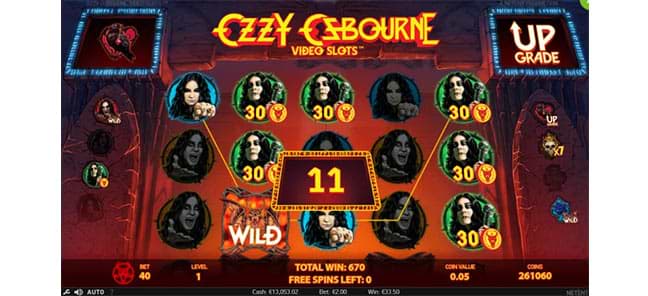 Free spins on the Ozzy Osbourne slot machine