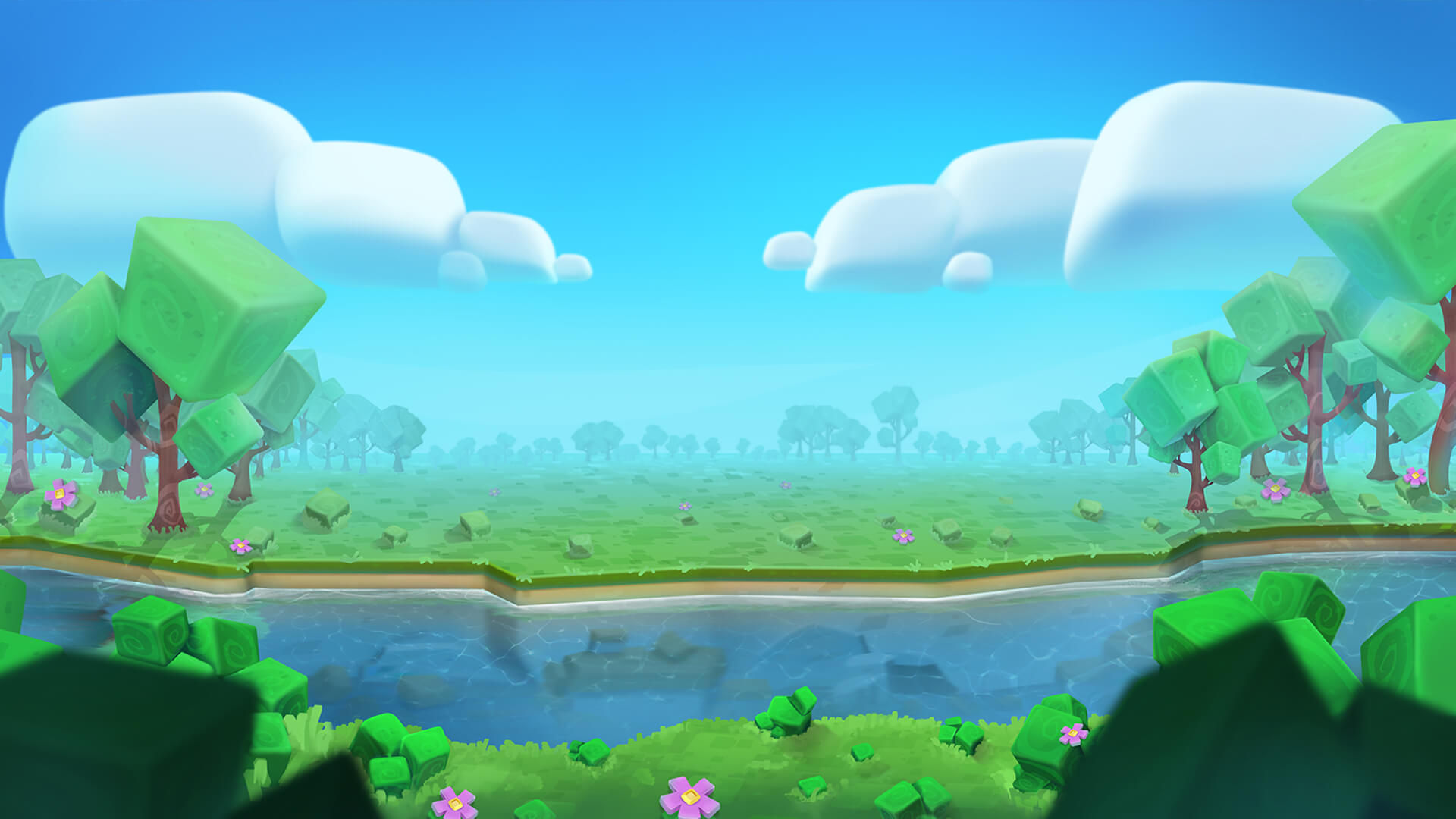 Game hight resolution background Strolling Staxx : Cubic Fruits