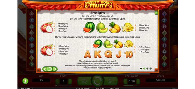 Free Spins on the Sweety Honey Fruity slot machine