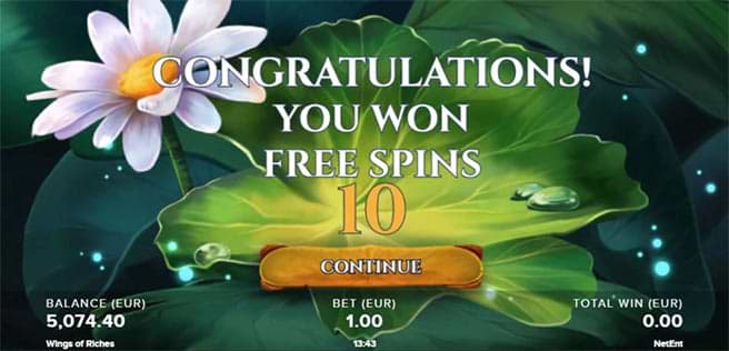 Win free spins on Wings of Riches
