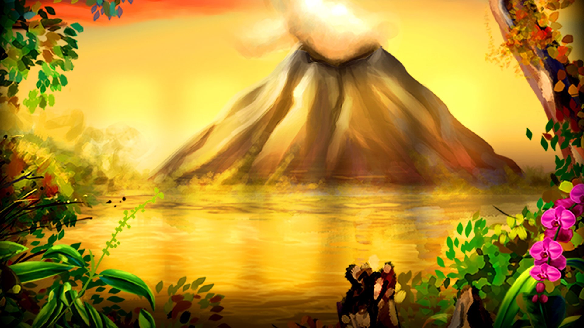 Game hight resolution background Volcano Eruption
