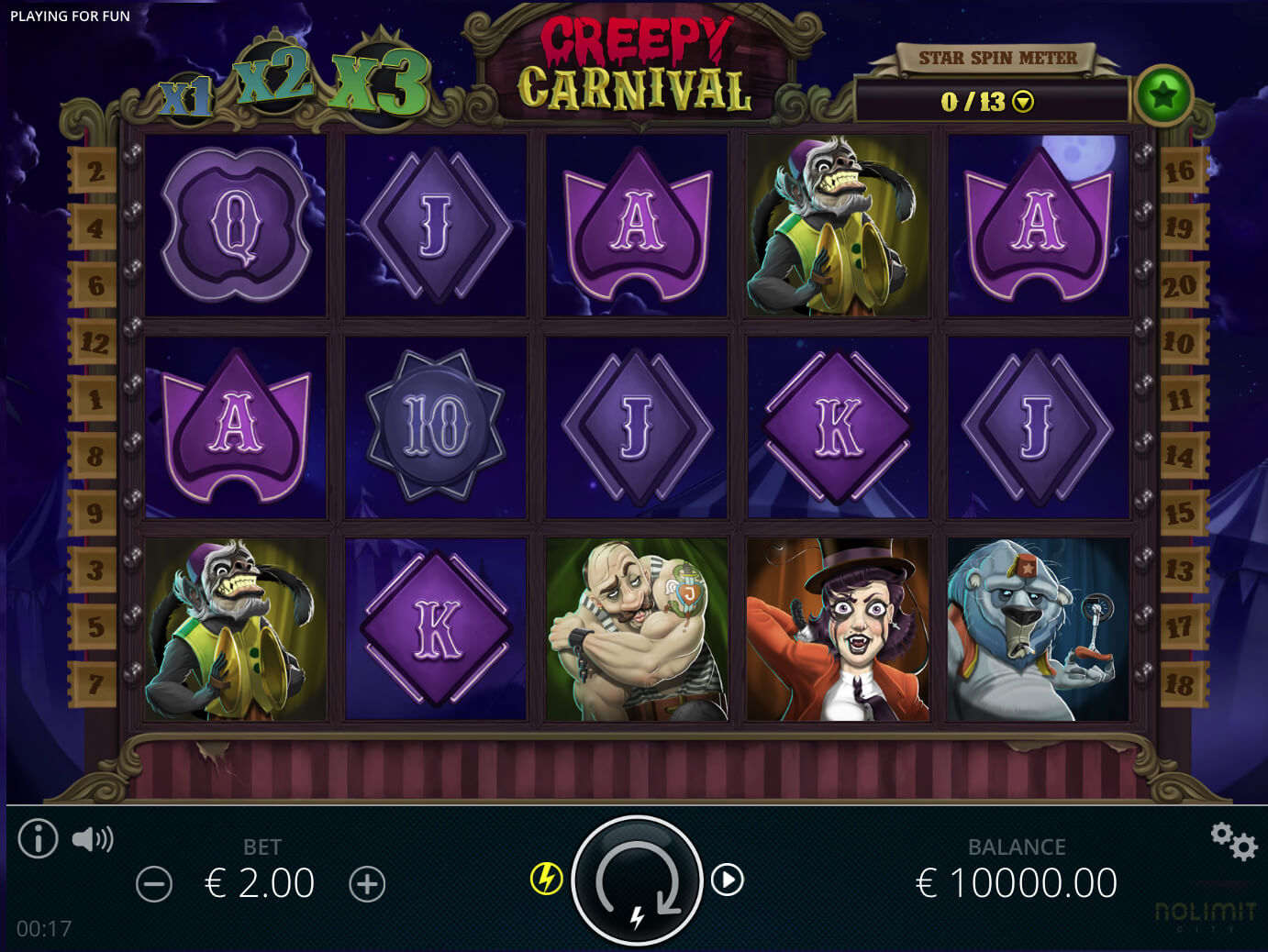 Screenshot Creepy Carnival slot machine