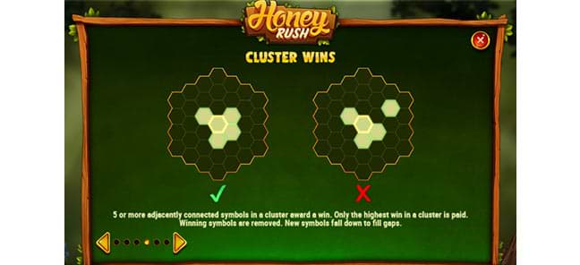 Cluster Wins auf dem Honey Rush Spielautomaten.