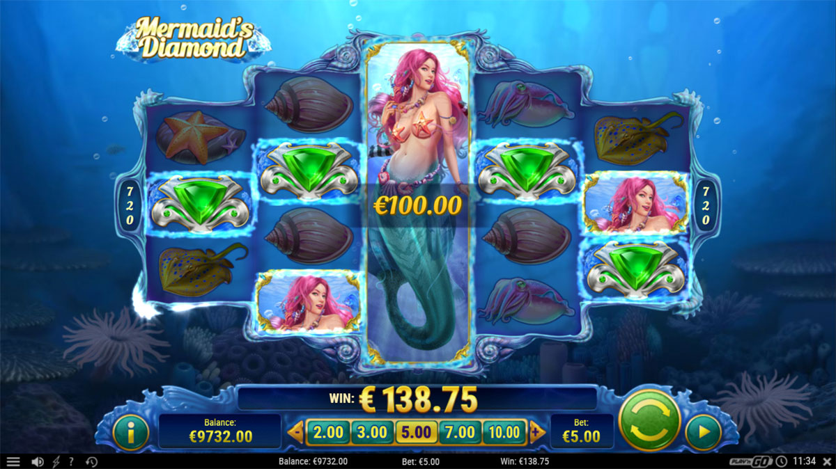 Screenshot Mermaid's Diamond slot machine
