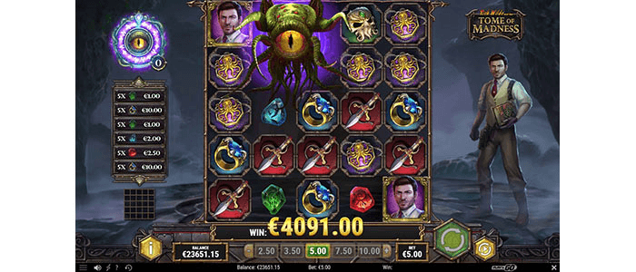 Screenshot der kostenlosen Spiele auf dem Spielautomaten Tome of Madness