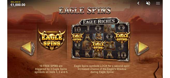 Kostenlose Spiele auf dem Eagle Riches Spielautomaten