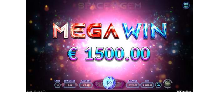 Mega Win on the Space Gem slot machine