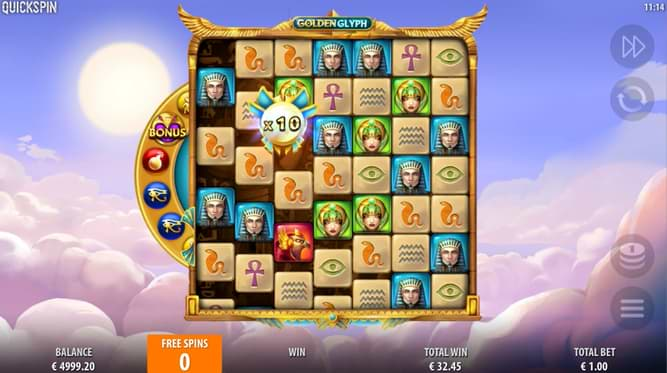 Golden Glyph Slot Screenshot - swooping reels slot