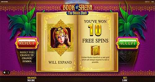 Book Of Sheba Slot Free Spins