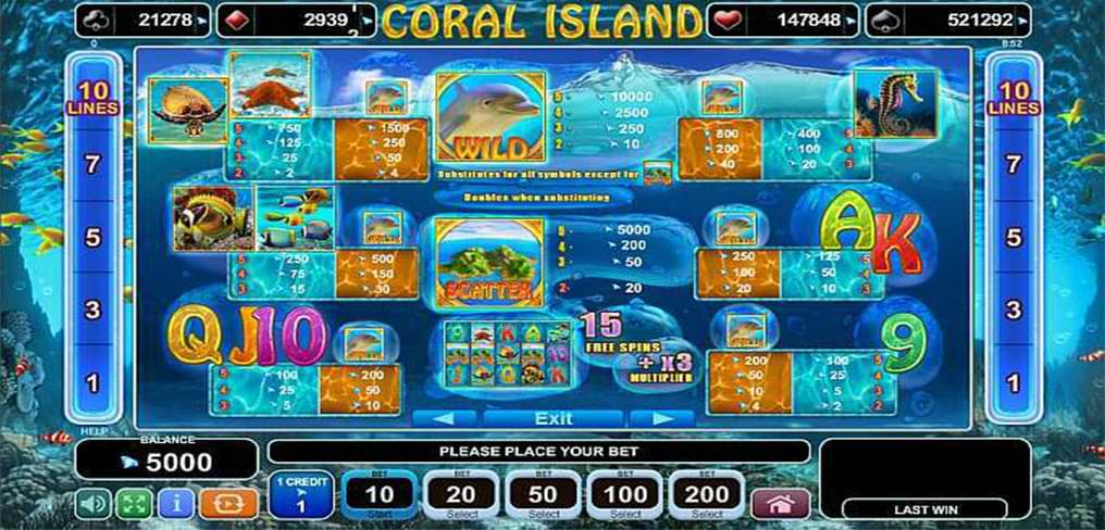 Coral Island slot machine screenschot