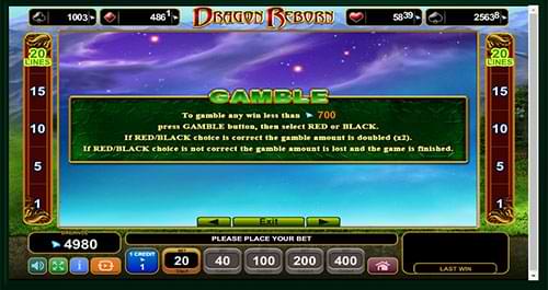 Dragon Reborn slot machine camble
