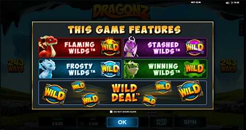 Dragonz slot machine games features