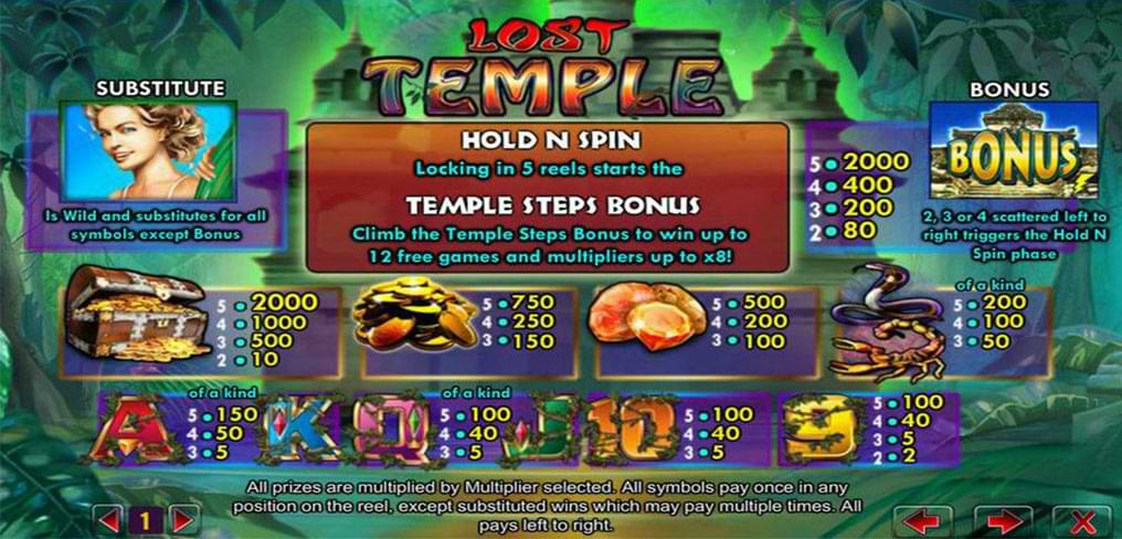 Lost Temple slot machine bonus