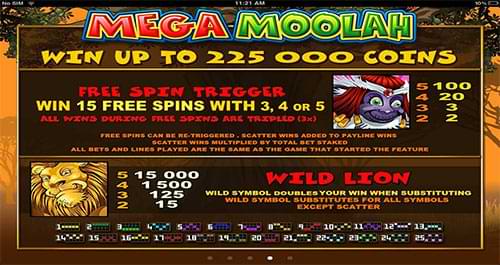 Mega Moolah slot machine wild