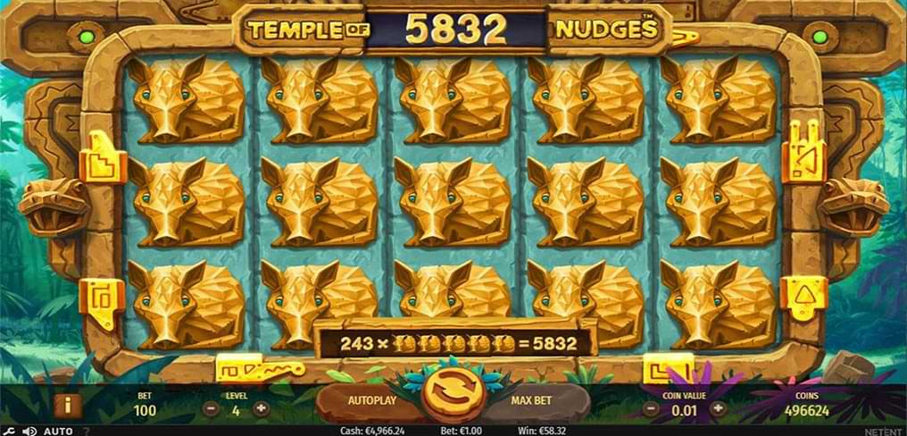 Temple of nudges slot machine screenshot
