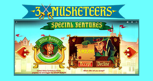 Three Musketeers slot machine offre bonus